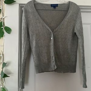 J. McLaughlin gray button up cable knit short sweater